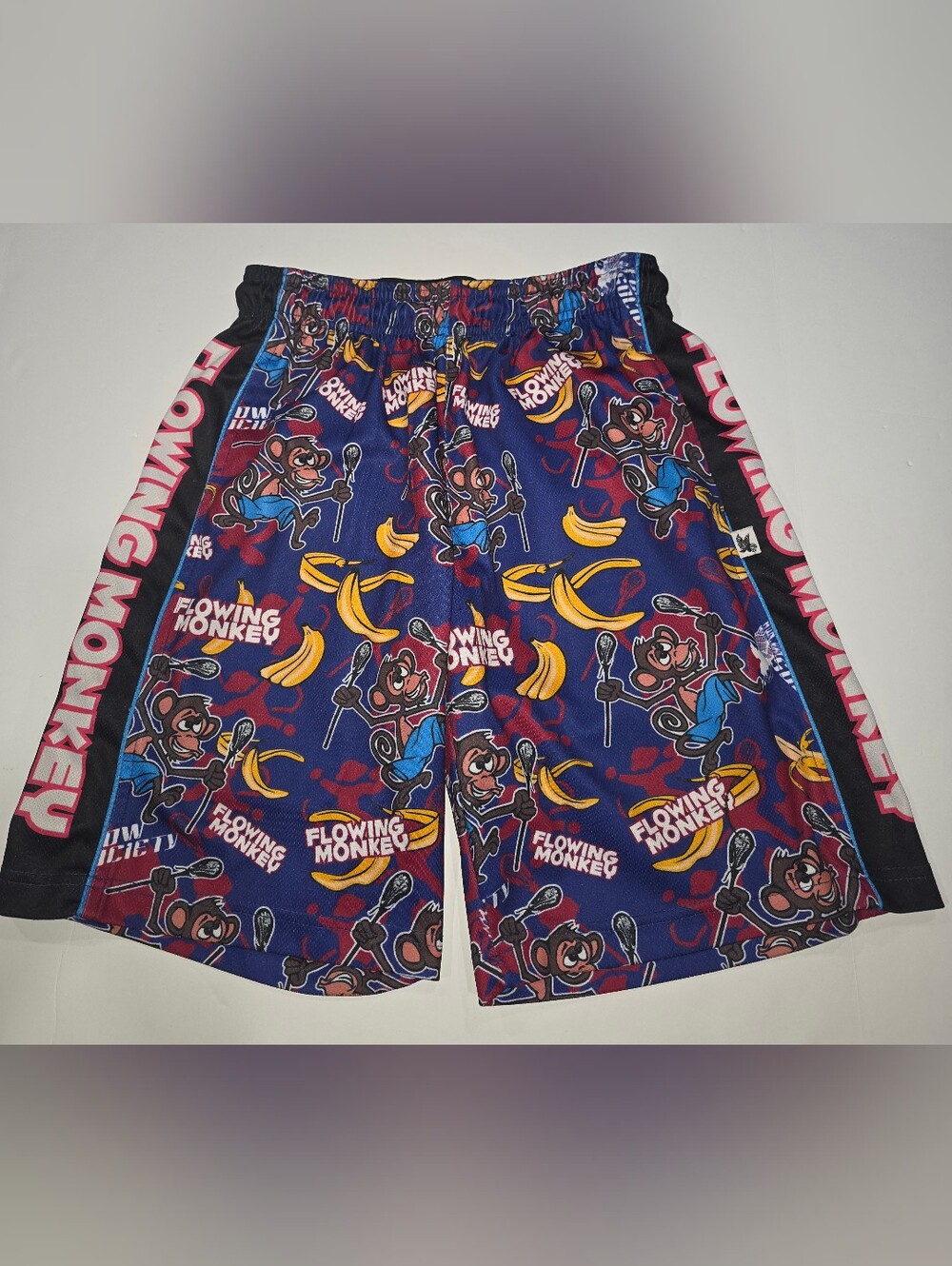 Flowing Monkey Blue Banana Print Kids Shorts Size Youth Large